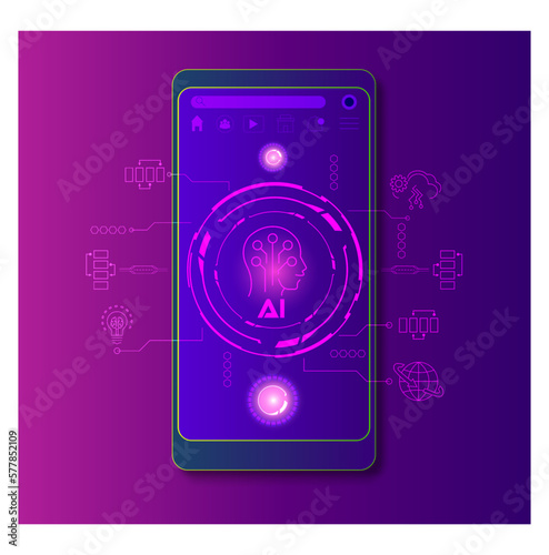 Artificial Intelligence(AI) concept with ChatGPT, artificial intelligence chatbot, Machine learning, digital Brain future technology. Vector Illustration eps10