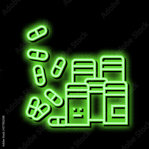 pills homeopathy containers neon glow icon illustration