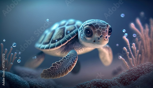 adorable baby sea turtle generative AI