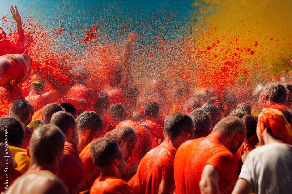 La Tomatina tomato throwing festival in Spain Generative AI