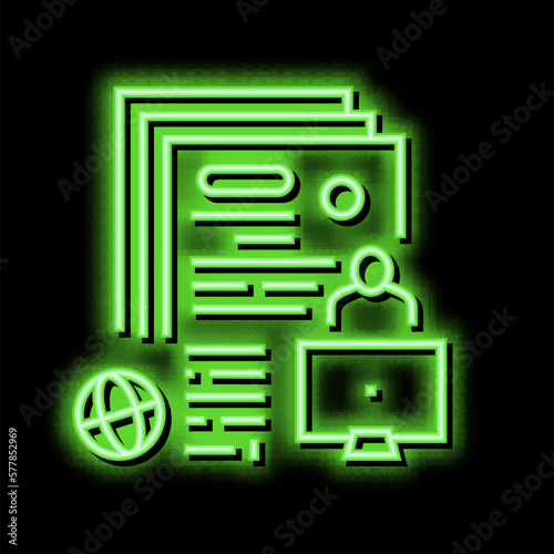 writing press release neon glow icon illustration