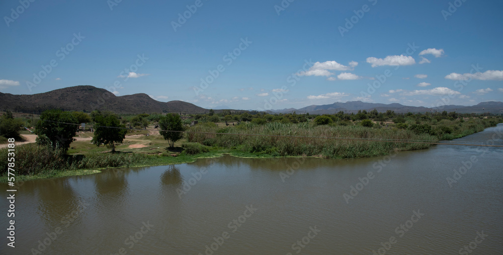 Robertson, Western cape, South Africa. 2023. An expanse of the River Breede near Roberson where the Blue Gum trees have been removed.