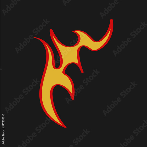 Cartoon with a red fire element in it. Old-fashioned seamless pattern.