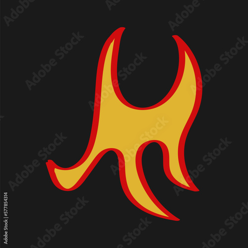 Cartoon with a red fire element in it. Old-fashioned seamless pattern.