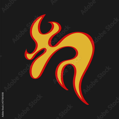 Cartoon with a red fire element in it. Old-fashioned seamless pattern.