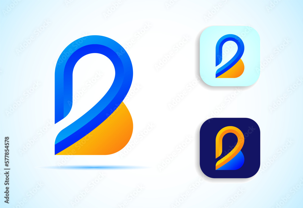 Abstract initial alphabet B logo design. Multi-color gradient letter icon vector illustration. Abstract initial alphabet B logo design. Multi-color gradient letter icon vector illustration.