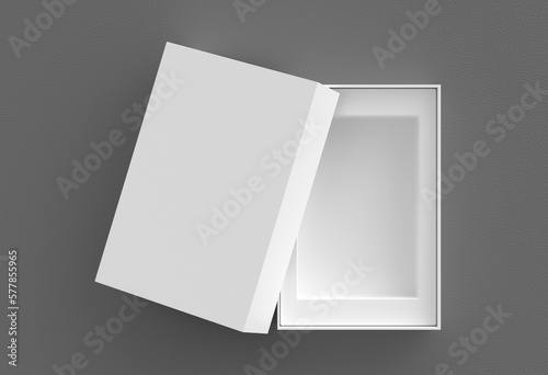 Open box packaging mockup on gray background. Template for your design