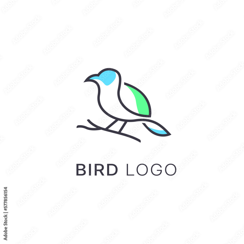 minimalist monoline line art bird logo design vector, vector line art of abstract colorful hummingbird, outline bird logo design