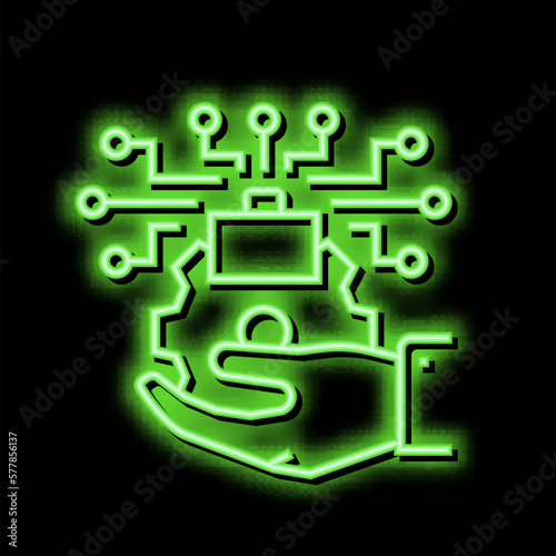promoting technology commercialization neon glow icon illustration