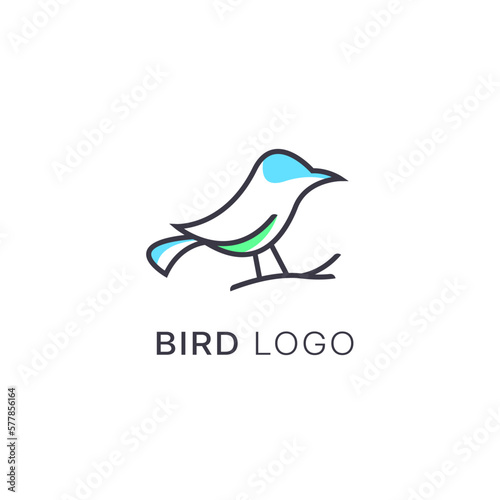 minimalist monoline line art bird logo design vector, vector line art of abstract colorful hummingbird, outline bird logo design © Anasvectorpng