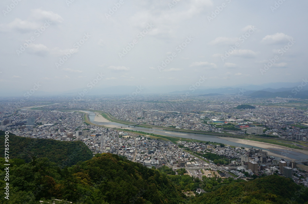 Japanese landscape and river from mountain
