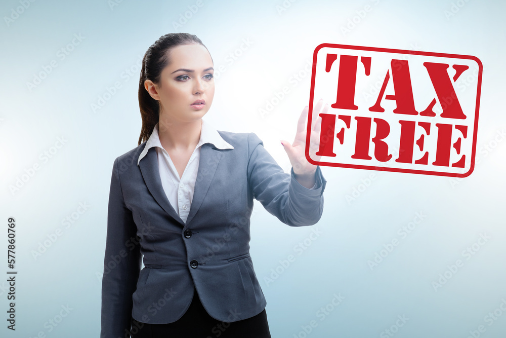 Tax free shopping concept with businesswoman Tax free shopping concept with businesswoman