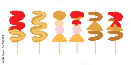 Принти на полотні Vector hand drawn flat design Korean Fish cake snack  illustration