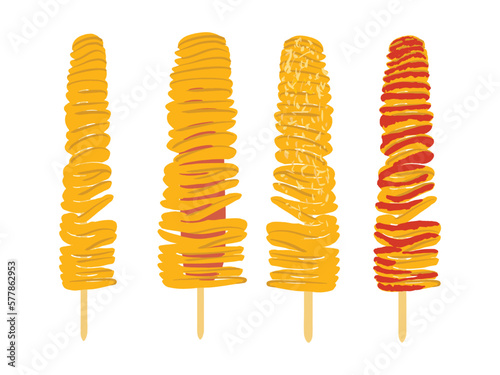 hand-drawn Korean Snack Street Food Tornado Potato illustration Design
