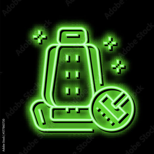 chair seat cleaning car wash service neon glow icon illustration