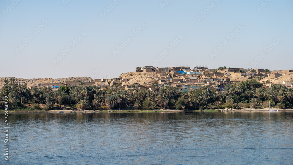 African City on a Hill by the Nile River