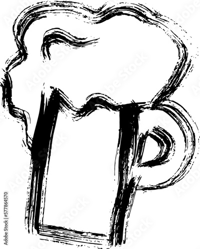 Ink Dry Brush Pint of Beer with Foam