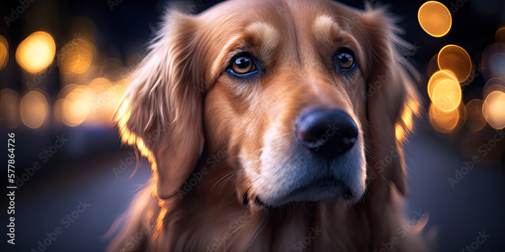 Hungry Golden Retriever Dog, Generative AI