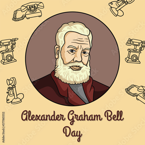 Alexander Graham Bell Day Foundet Technology Telpehone Phone Handphone Vintage