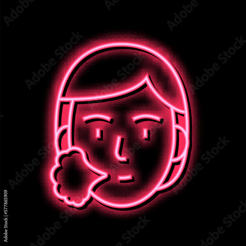 human sneezing neon glow icon illustration