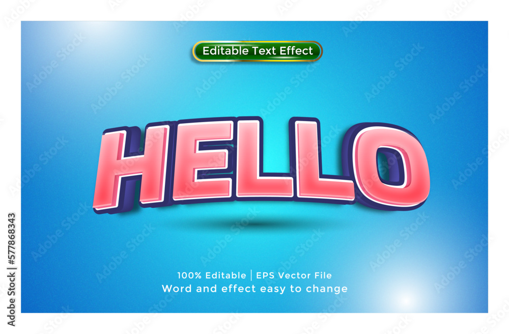 Hello text, heroes background, 3d style editable text effect