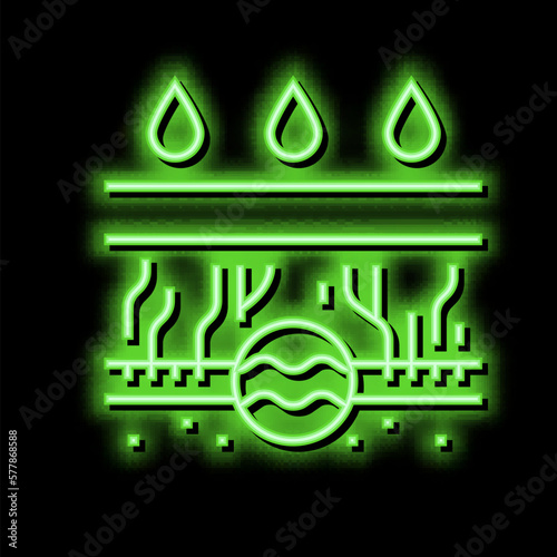 rain gutter drainage system neon glow icon illustration