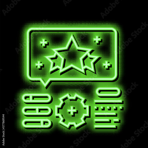 reputation management neon glow icon illustration