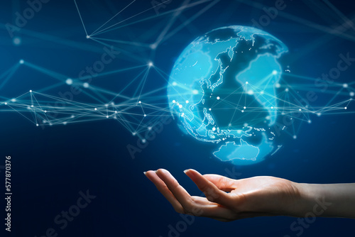 Global communication network concept. Environmental technology. Worldwide business network. Global expansion.
