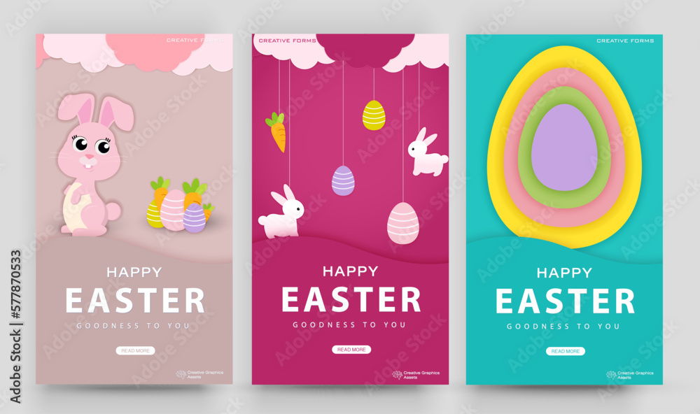 Happy Easter banner. Easter. Editable post template set for banner sale, presentation, invitation, stories, streaming. Happy Easter banner. Easter. Editable post template set for banner sale, presentation, invitation, stories, streaming.