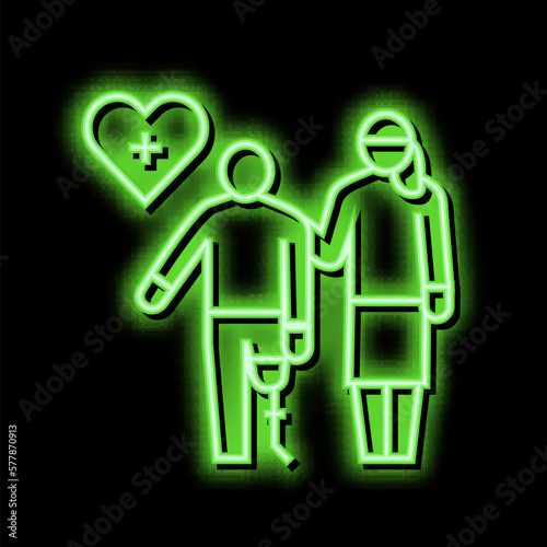 personal care homecare service neon glow icon illustration