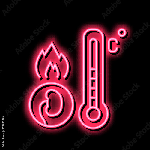 burning pain kidneys neon glow icon illustration
