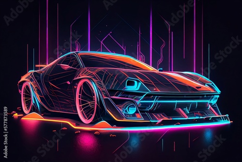 neon light bulb  cyberpunk car