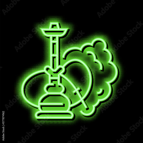 hookah smoke neon glow icon illustration