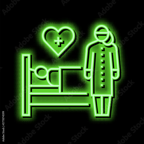 helping and caring for sick people neon glow icon illustration