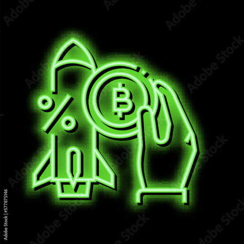 successful start ico neon glow icon illustration