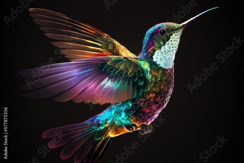 Digital Hummingbird flying as digital illustration (Generative AI) © senadesign
