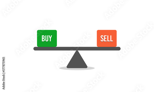 Choose between buying and selling in the stock market. Bias between buy and sell. photo