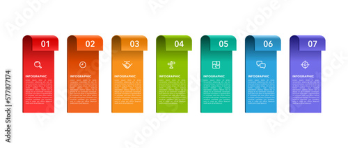 Infographic Business concept with 7 options, steps, or processes. workflow layout, diagram, annual report, and web design. Vector illustration.