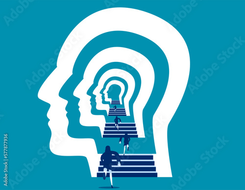 Mind exploring with personality and individuality. Business discover vector illustration