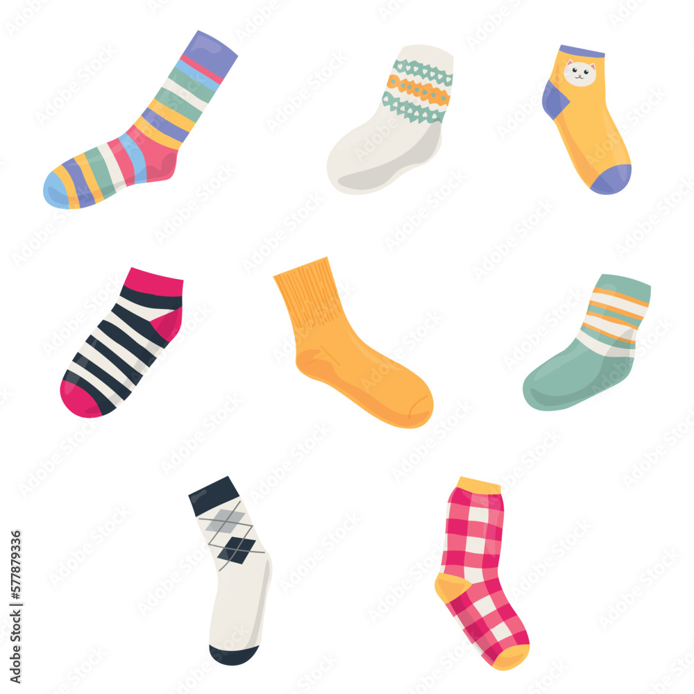 Set of warm knitted socks on white background Set of warm knitted socks on white background
