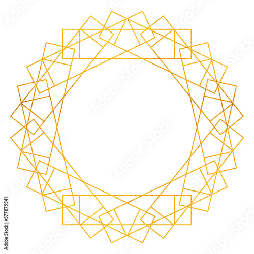 golden circle frame with straight line motif
