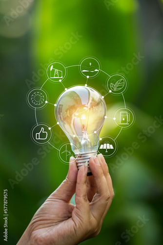 light bulbs green on background