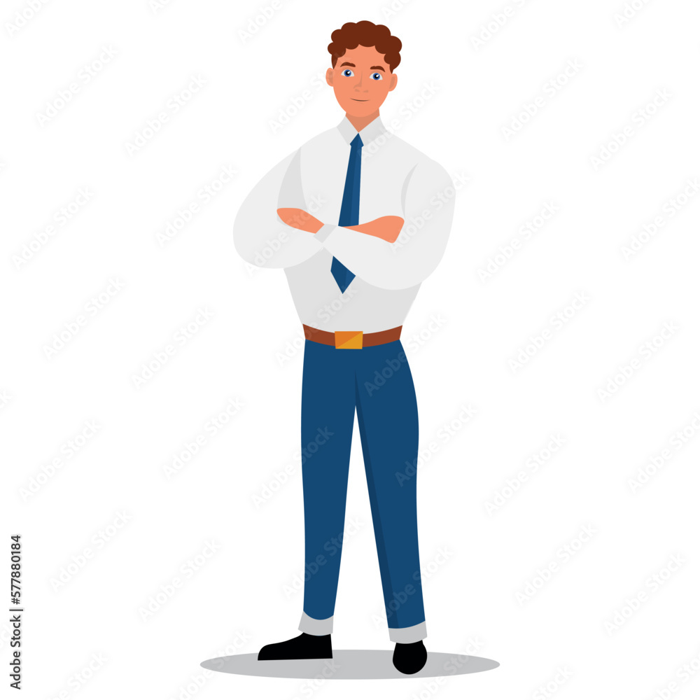 Confident young businessman on white background