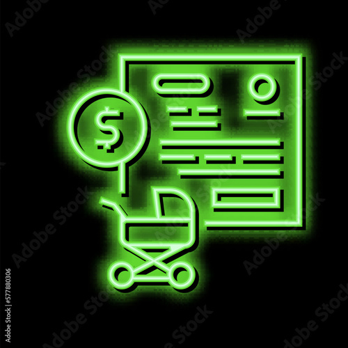 pregnancy allowance neon glow icon illustration