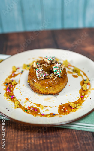 donut with pieces of Peruvian nougat