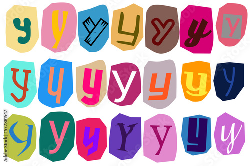 Alphabet y- Ransom note Animation paper cut on green screen