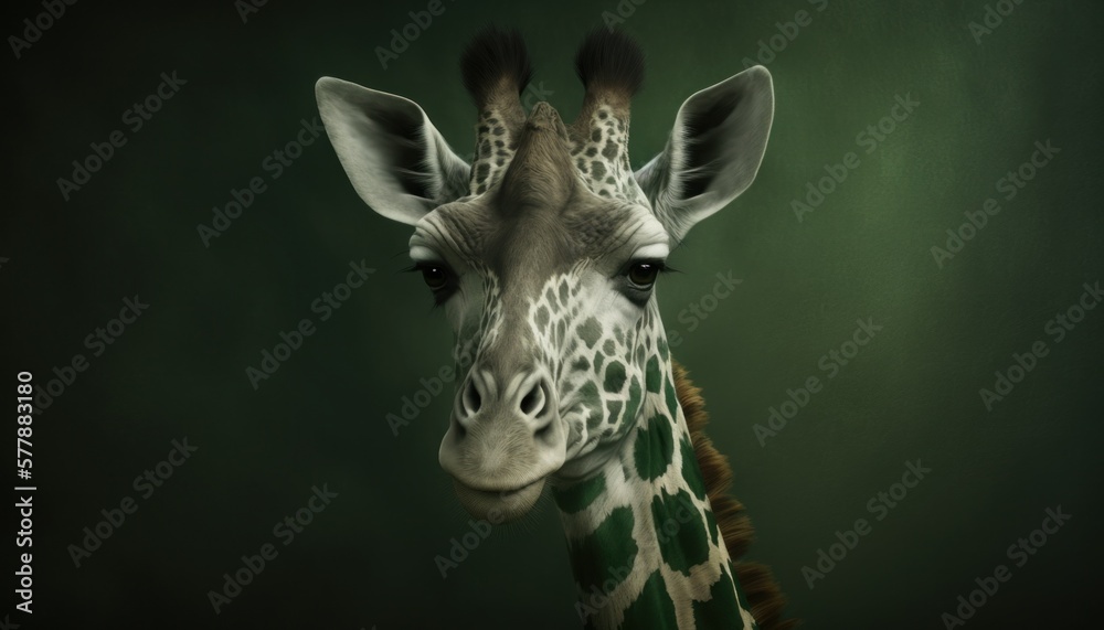 Obraz premium Beautiful Saint Patrick's Day Parade Celebrating Cute Creatures and Nature: Animal Giraffe Cinematic in Festive Green Attire Celebration of Irish Culture and Happiness (generative AI)