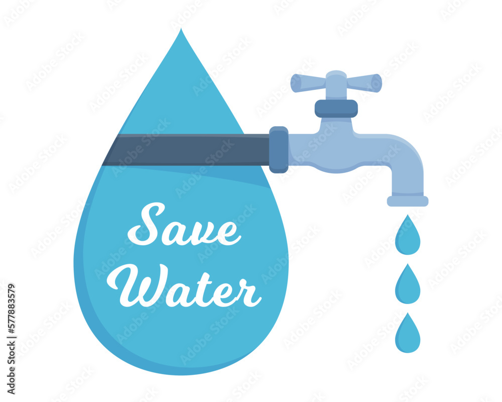 Save water concept - tap with water drops