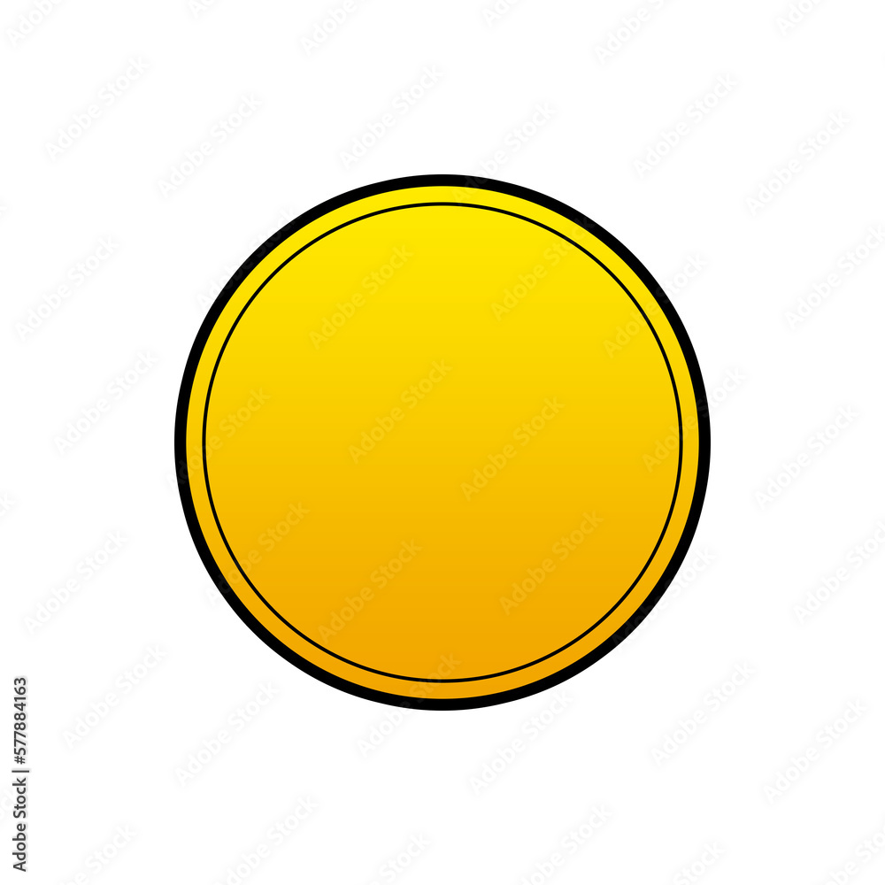 Circle round yellow button with a pattern transparant background 