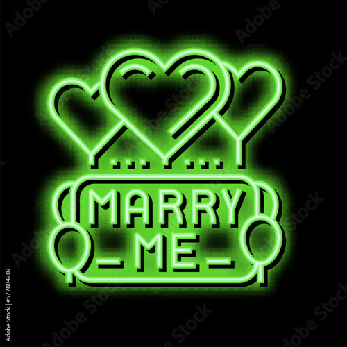 proposal marry me balloons neon glow icon illustration